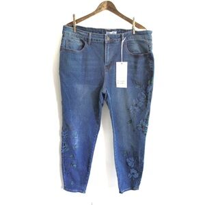 Revelation NWT Tropical Floral Printed Denim Cropped Jeans Plus Size 18W